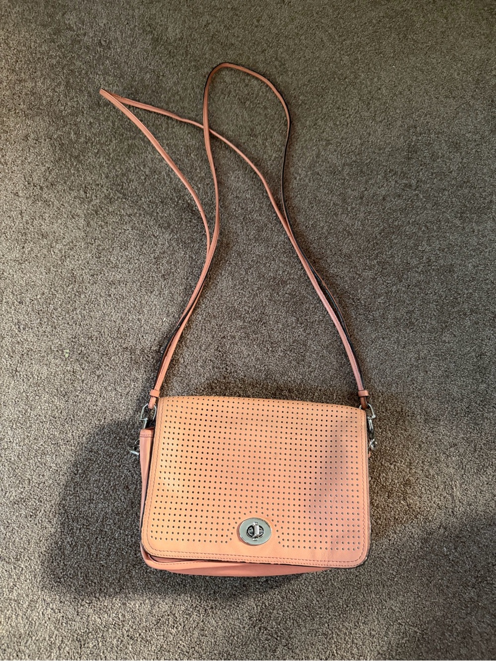 Coach Peach Perforated Crossbody Bag - Women